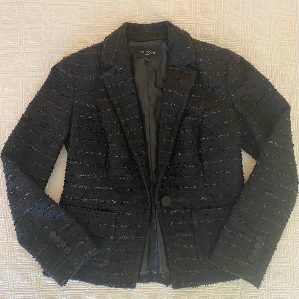 Talbots 6P Black Tweed Jacket